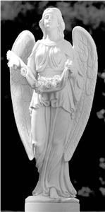 Garden White Marble Rose Angel Statue