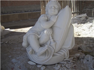 Garden White Marble Sleeping Baby Statue
