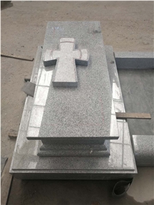 Grey Granite Tombstone with Cross