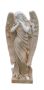 Hand-Carved Marble Archangel Statue Supports