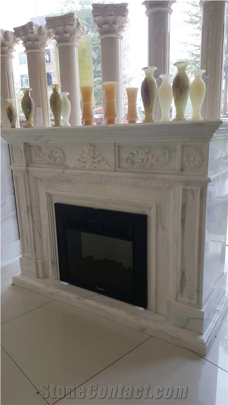 Handcarved Marble Fireplace Decoration for Erope
