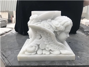 Marble Carved Baby Angel Head