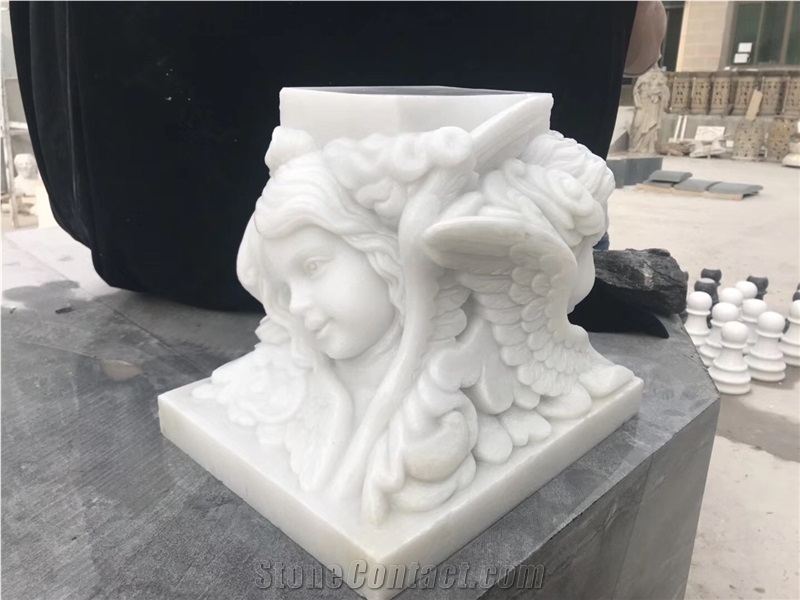 Marble Carved Baby Angel Head