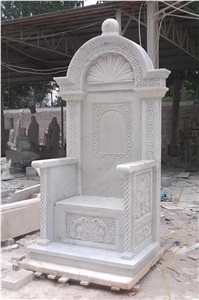 Marble Carved Cemetery Seat with Cross