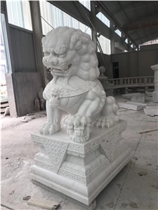 Marble Lion Sculpture Outdoor Animal Big White