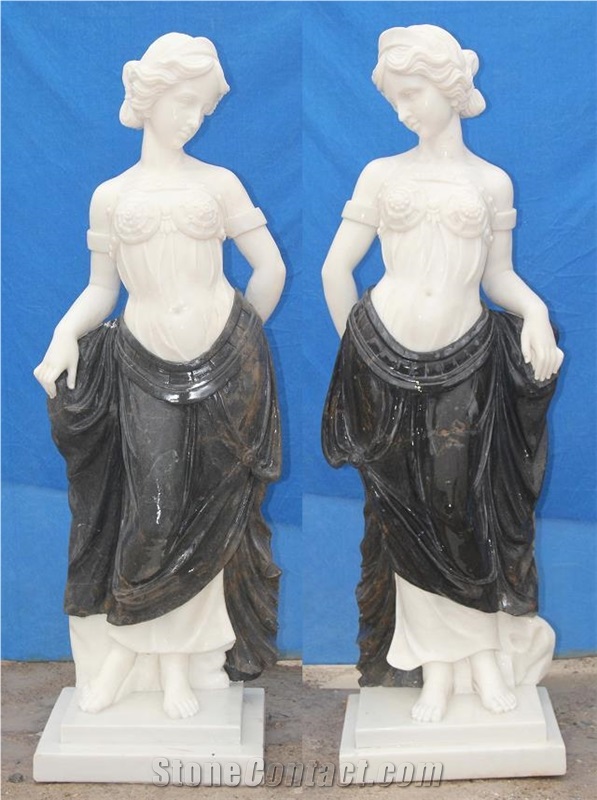 Marble Sculpted Girl in Black Skirt