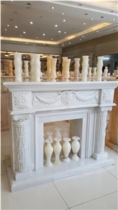 Moden Style White Marble Fireplace