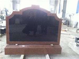 Moden Tombstone Red Monument with Black Insert