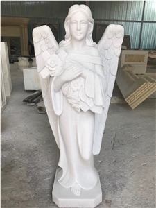 Outdoor Marble Memorial Statues Life Size Angel