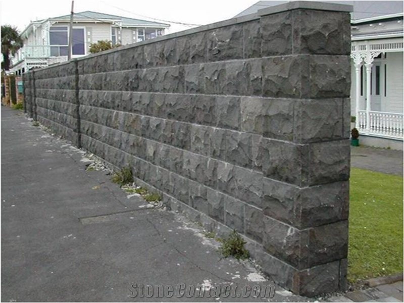 Hainan Black Grey Basalt Garden Wall Panel Tiles