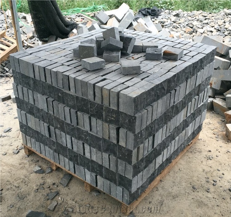 Split Black Basalt Cobbles