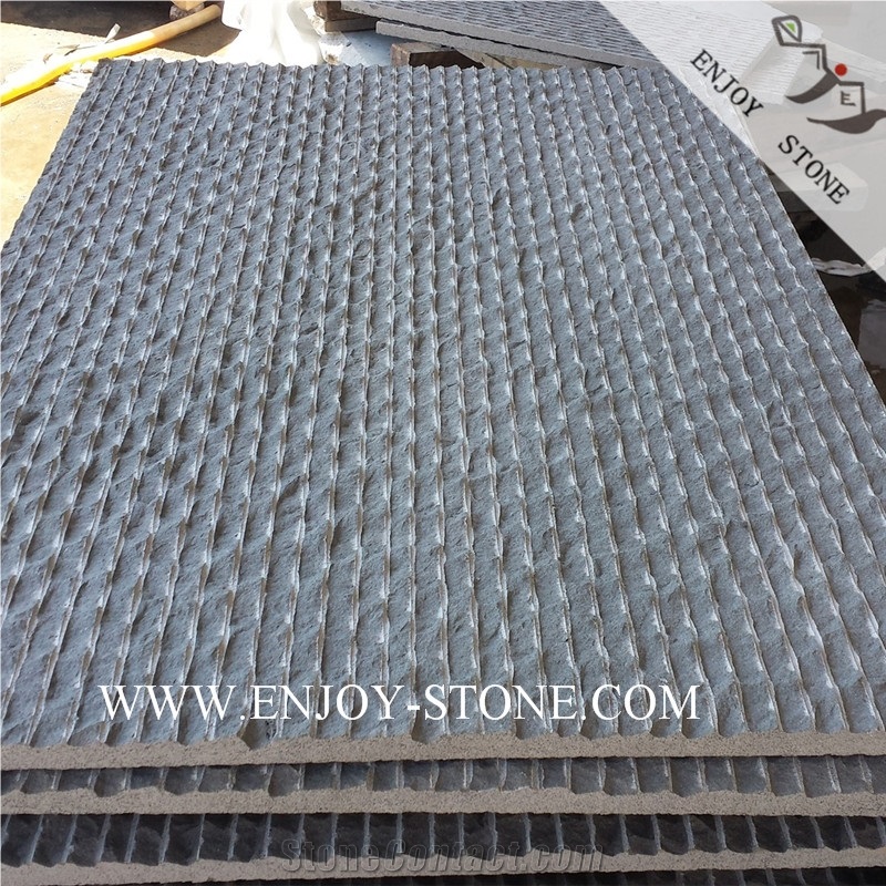 Half Planed Grey Basalto Stone Wall Covering Tiles