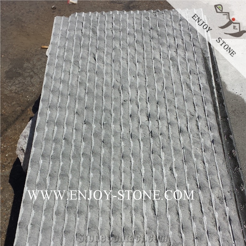 Half Planed Grey Basalto Stone Wall Covering Tiles