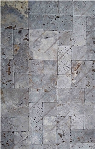Silver Travertine Brushed/ Unfilled Tiles