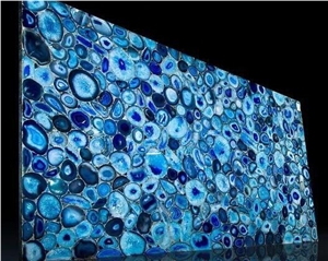 Blue Agate Semiprecious Stone Slabs & Tiles
