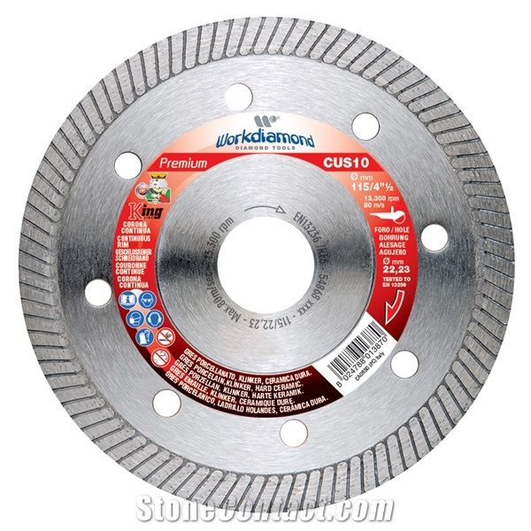 Cus10 Dry Cutting Diamond Blades for Angle Grinders - Continuous Rim for Gres, Ceramic and Composites