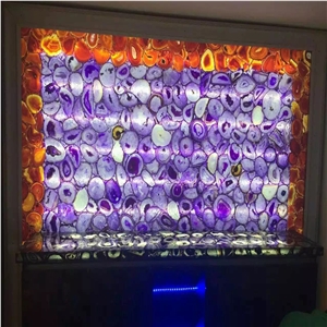 Back Lighting Purple Semiprecious Wall Covering