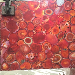 Back Lighting Red Semiprecious Composite Agate