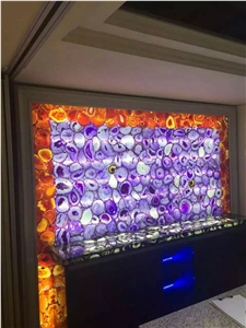 Backlit Purple Semiprecious Stone for Wall Panel