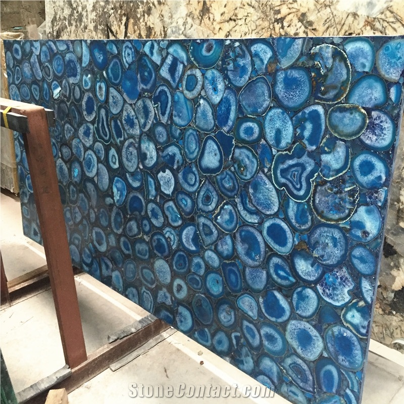 Blue Translucent Agate Stone for Villa Hotel