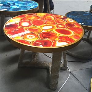 Dining Table Round Red Agate Round Table