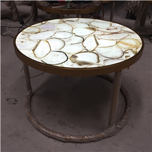 Dining Table Round Red Agate Round Table