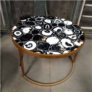 Natural Blue Agate Furniture Dining Round Table