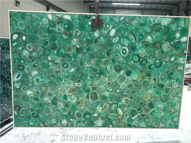 Natural Green Agate Stone Slab Hotel Decoration