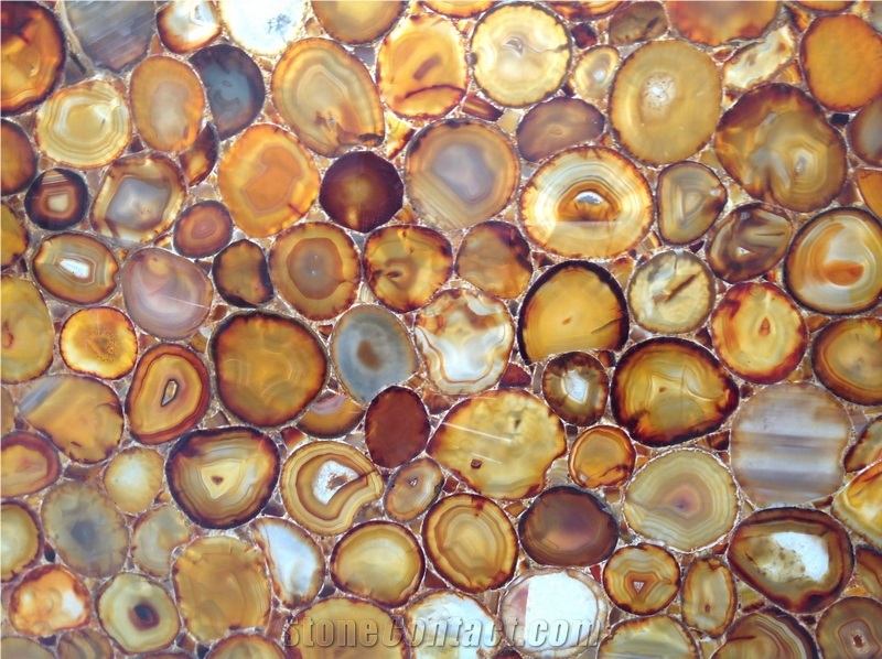 Orange Semiprecious Stone Composite Agate Slab