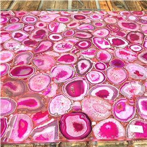 Pink Agate Semiprecious Stone Bathroom Tile Design