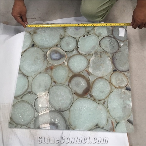 Pure White Semi Precious Gemstone Bathroom Tiles