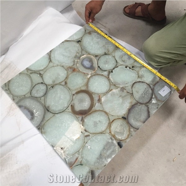 Pure White Semi Precious Gemstone Bathroom Tiles