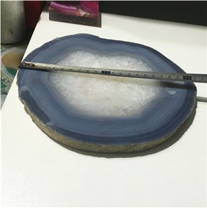 Slice Blue Agate Stone One Piece with 2cm Thick