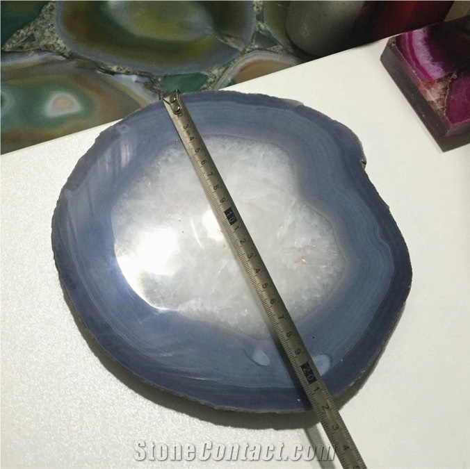 Slice Blue Agate Stone One Piece with 2cm Thick