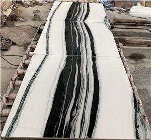 China Panda White Marble Slabs With Black Veins