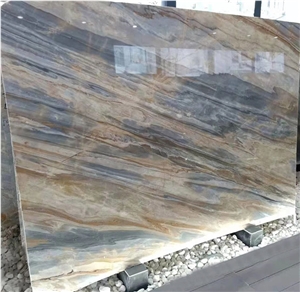 Fusion Blue Marble Wall Bookmatched Slabs