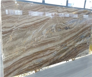 Fusion Blue Marble Wall Bookmatched Slabs