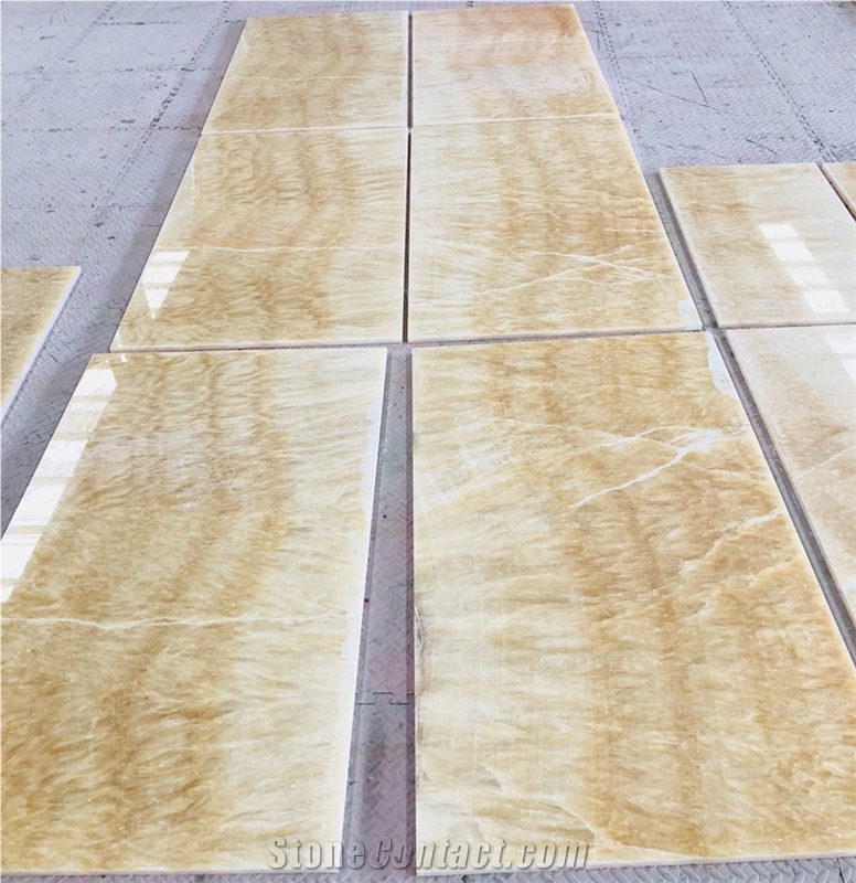 Yellow Honey Slab Onyx Tile Floor Tile