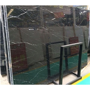 YUANDA Black Nero Marquina Marble Slabs With White Veins