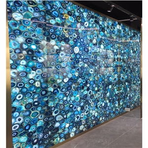 YUANDA Blue Agate Composite Semiprecious Stone Slabs