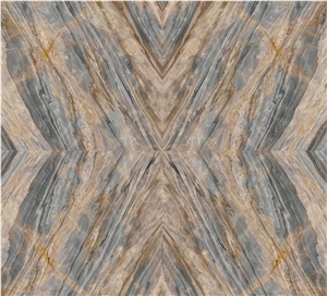 YUANDA Fusion Blue Marble Slabs Bookmatched Wall Panels