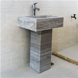 Grey Wooden Marble Pedestal Sink, Marble Basins