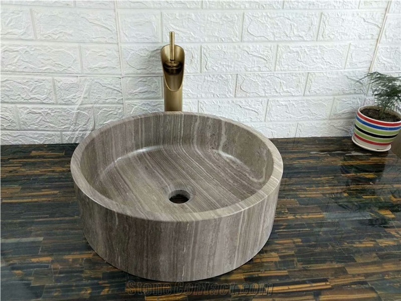 Grey Wooden Marble Sink, China Marble Basins