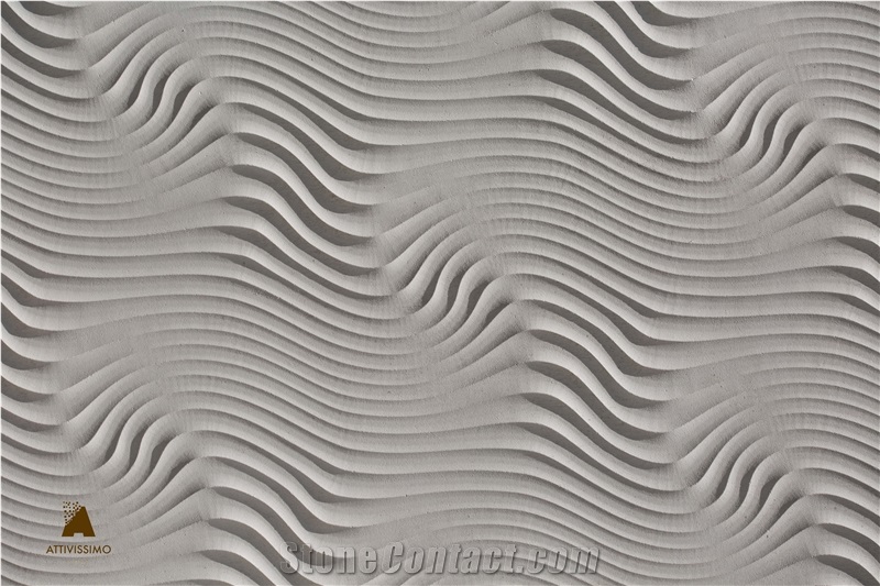 Pietra Di Matera Slabs with a 3d Wave Surface Wall Panels