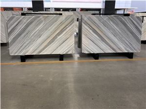 Athena Blue Diagonal Line Marble Slabs Stone