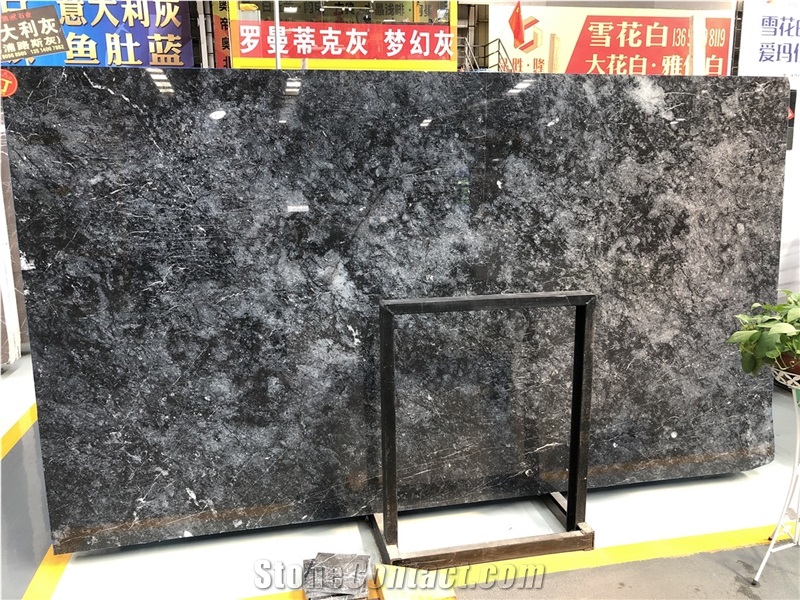 Chinese Polished Black Marble Flooring Slab Tiles