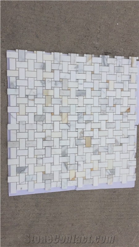 Italy Calacatta Gold Marble Shaped Mosaic Tiles