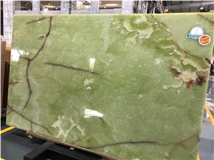 Polished Ming Green Onyx Wall Bookmatch Slabs