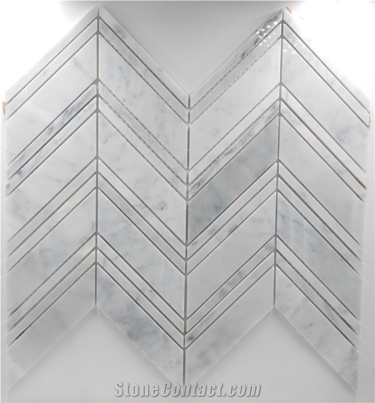 Marble Chevron Mosaics Pattern Design for Wall
