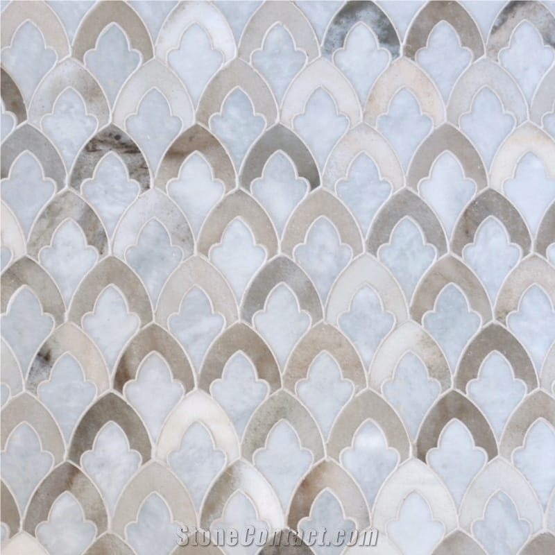Afyon Grey,Palisandra Multi Finish Marble Waterjet Mosaic